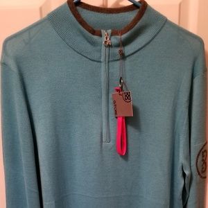 G/Fore 1/4 Zip Bluebird Blue Cashmere Golf Sweater